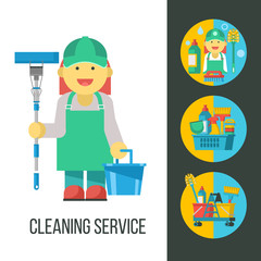 Cleaning service. Vector illustration, emblem.