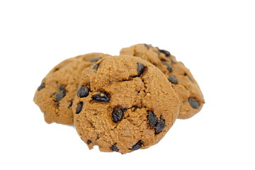 Chocolate cookies on white background