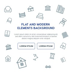 buildings, furniture outline vector icons and elements background concept on white background...Multipurpose use on websites, presentations, brochures and more