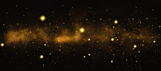 panorama of golden, starry sky