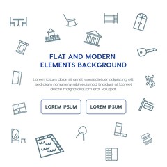 buildings, furniture outline vector icons and elements background concept on white background...Multipurpose use on websites, presentations, brochures and more
