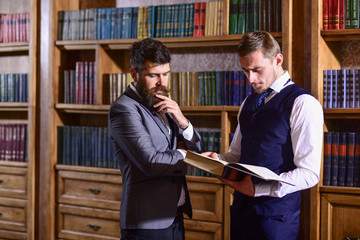 Intelligent elite and scientific people concept. Men in suit