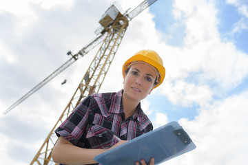 young engineer woman on construction site