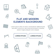 buildings, furniture outline vector icons and elements background concept on white background...Multipurpose use on websites, presentations, brochures and more
