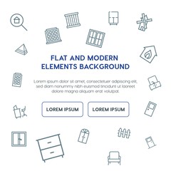 buildings, furniture outline vector icons and elements background concept on white background...Multipurpose use on websites, presentations, brochures and more