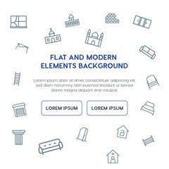 buildings, furniture outline vector icons and elements background concept on white background...Multipurpose use on websites, presentations, brochures and more