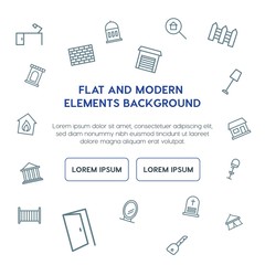 buildings, furniture outline vector icons and elements background concept on white background...Multipurpose use on websites, presentations, brochures and more