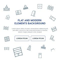 buildings, furniture outline vector icons and elements background concept on white background...Multipurpose use on websites, presentations, brochures and more