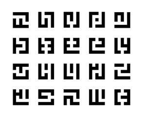 Set of simple maze icons isolated on white background