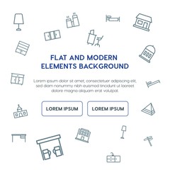 buildings, furniture outline vector icons and elements background concept on white background...Multipurpose use on websites, presentations, brochures and more
