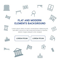 buildings, furniture outline vector icons and elements background concept on white background...Multipurpose use on websites, presentations, brochures and more