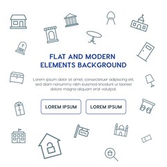 buildings, furniture outline vector icons and elements background concept on white background...Multipurpose use on websites, presentations, brochures and more