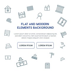 buildings, furniture outline vector icons and elements background concept on white background...Multipurpose use on websites, presentations, brochures and more