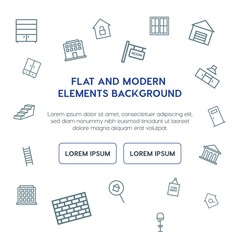 buildings, furniture outline vector icons and elements background concept on white background...Multipurpose use on websites, presentations, brochures and more