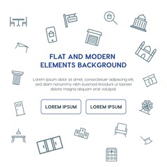 buildings, furniture outline vector icons and elements background concept on white background...Multipurpose use on websites, presentations, brochures and more