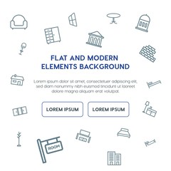 buildings, furniture outline vector icons and elements background concept on white background...Multipurpose use on websites, presentations, brochures and more