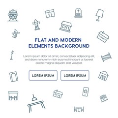 buildings, furniture outline vector icons and elements background concept on white background...Multipurpose use on websites, presentations, brochures and more