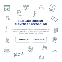 buildings, furniture outline vector icons and elements background concept on white background...Multipurpose use on websites, presentations, brochures and more