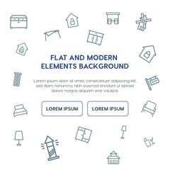 buildings, furniture outline vector icons and elements background concept on white background...Multipurpose use on websites, presentations, brochures and more