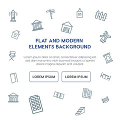 buildings, furniture outline vector icons and elements background concept on white background...Multipurpose use on websites, presentations, brochures and more