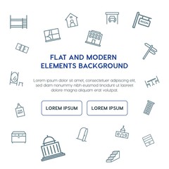 buildings, furniture outline vector icons and elements background concept on white background...Multipurpose use on websites, presentations, brochures and more