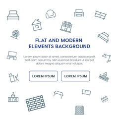 buildings, furniture outline vector icons and elements background concept on white background...Multipurpose use on websites, presentations, brochures and more
