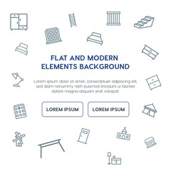 buildings, furniture outline vector icons and elements background concept on white background...Multipurpose use on websites, presentations, brochures and more