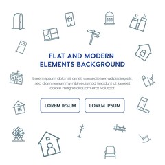 buildings, furniture outline vector icons and elements background concept on white background...Multipurpose use on websites, presentations, brochures and more