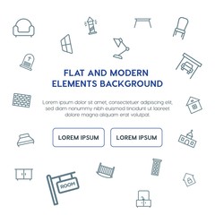 buildings, furniture outline vector icons and elements background concept on white background...Multipurpose use on websites, presentations, brochures and more