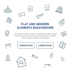 buildings, furniture outline vector icons and elements background concept on white background...Multipurpose use on websites, presentations, brochures and more