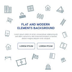 buildings, furniture outline vector icons and elements background concept on white background...Multipurpose use on websites, presentations, brochures and more