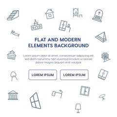 buildings, furniture outline vector icons and elements background concept on white background...Multipurpose use on websites, presentations, brochures and more