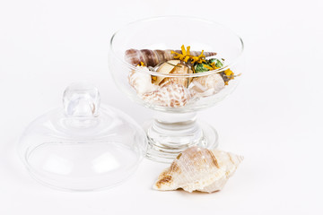 Glass with colorful decorations