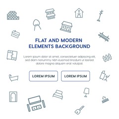 buildings, furniture outline vector icons and elements background concept on white background...Multipurpose use on websites, presentations, brochures and more