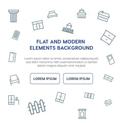 buildings, furniture outline vector icons and elements background concept on white background...Multipurpose use on websites, presentations, brochures and more