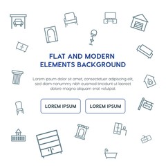 buildings, furniture outline vector icons and elements background concept on white background...Multipurpose use on websites, presentations, brochures and more