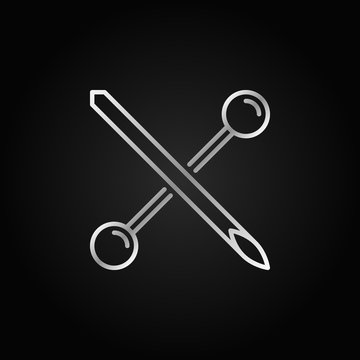 recommend clip art: Piercing barbell with needle outline vector silver icon or logo