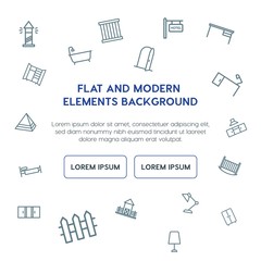buildings, furniture outline vector icons and elements background concept on white background...Multipurpose use on websites, presentations, brochures and more