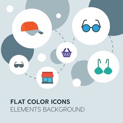 clothes, shopping flat vector icons and elements background with circle bubbles networks...Multipurpose use on websites, presentations, brochures and more..