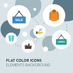 clothes, shopping flat vector icons and elements background with circle bubbles networks...Multipurpose use on websites, presentations, brochures and more..