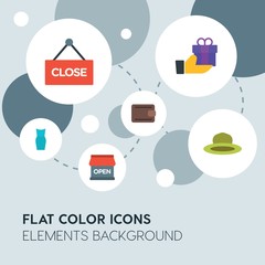 clothes, shopping flat vector icons and elements background with circle bubbles networks...Multipurpose use on websites, presentations, brochures and more..