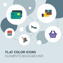 clothes, shopping flat vector icons and elements background with circle bubbles networks...Multipurpose use on websites, presentations, brochures and more..
