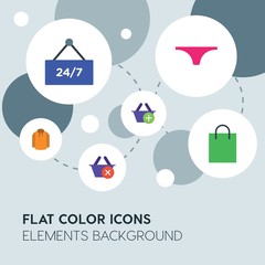 clothes, shopping flat vector icons and elements background with circle bubbles networks...Multipurpose use on websites, presentations, brochures and more..