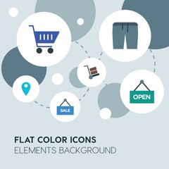 clothes, shopping flat vector icons and elements background with circle bubbles networks...Multipurpose use on websites, presentations, brochures and more..