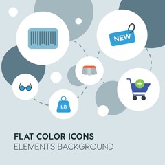 clothes, shopping flat vector icons and elements background with circle bubbles networks...Multipurpose use on websites, presentations, brochures and more..