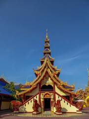 Fototapeta premium Background of Thai temple with Lanna style architechure in the north of Thailand 