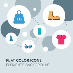 clothes, shopping flat vector icons and elements background with circle bubbles networks...Multipurpose use on websites, presentations, brochures and more..