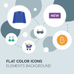 clothes, shopping flat vector icons and elements background with circle bubbles networks...Multipurpose use on websites, presentations, brochures and more..