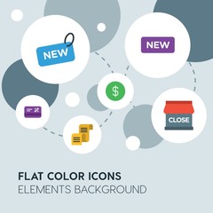 clothes, shopping flat vector icons and elements background with circle bubbles networks...Multipurpose use on websites, presentations, brochures and more..