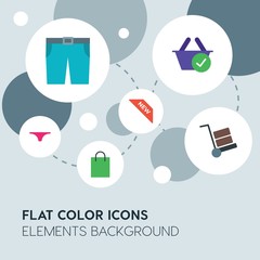 clothes, shopping flat vector icons and elements background with circle bubbles networks...Multipurpose use on websites, presentations, brochures and more..